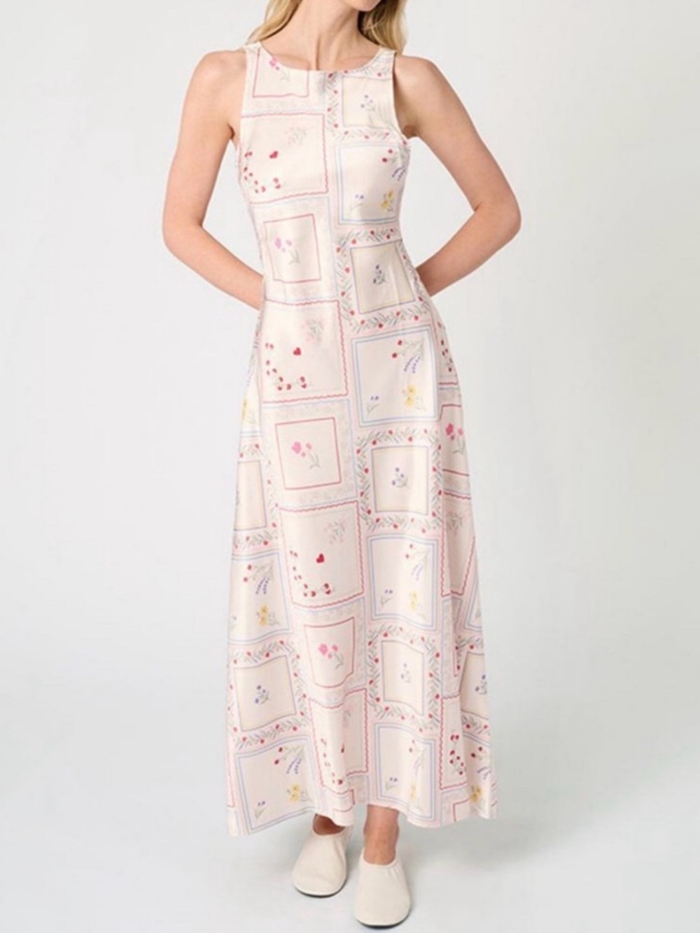 WeWoreWhat Boat Neck Slip Dress in Ivory Multi